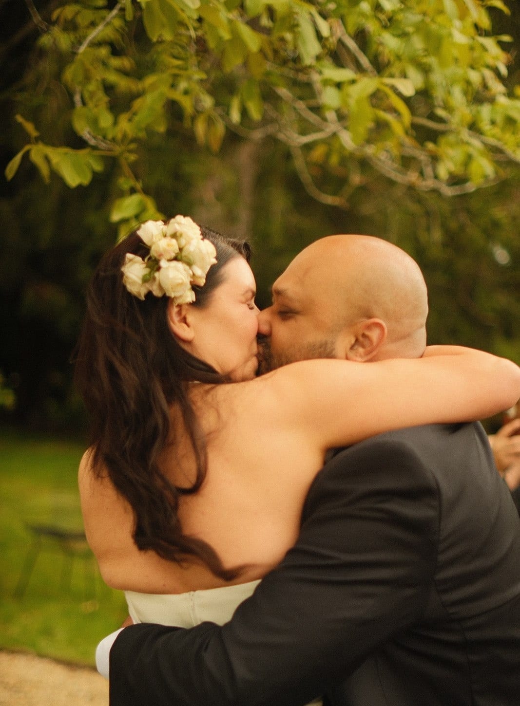 Joanna throwing her arms around Krish after the ceremony